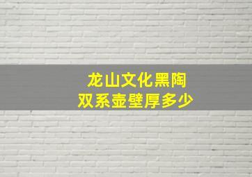 龙山文化黑陶双系壶壁厚多少